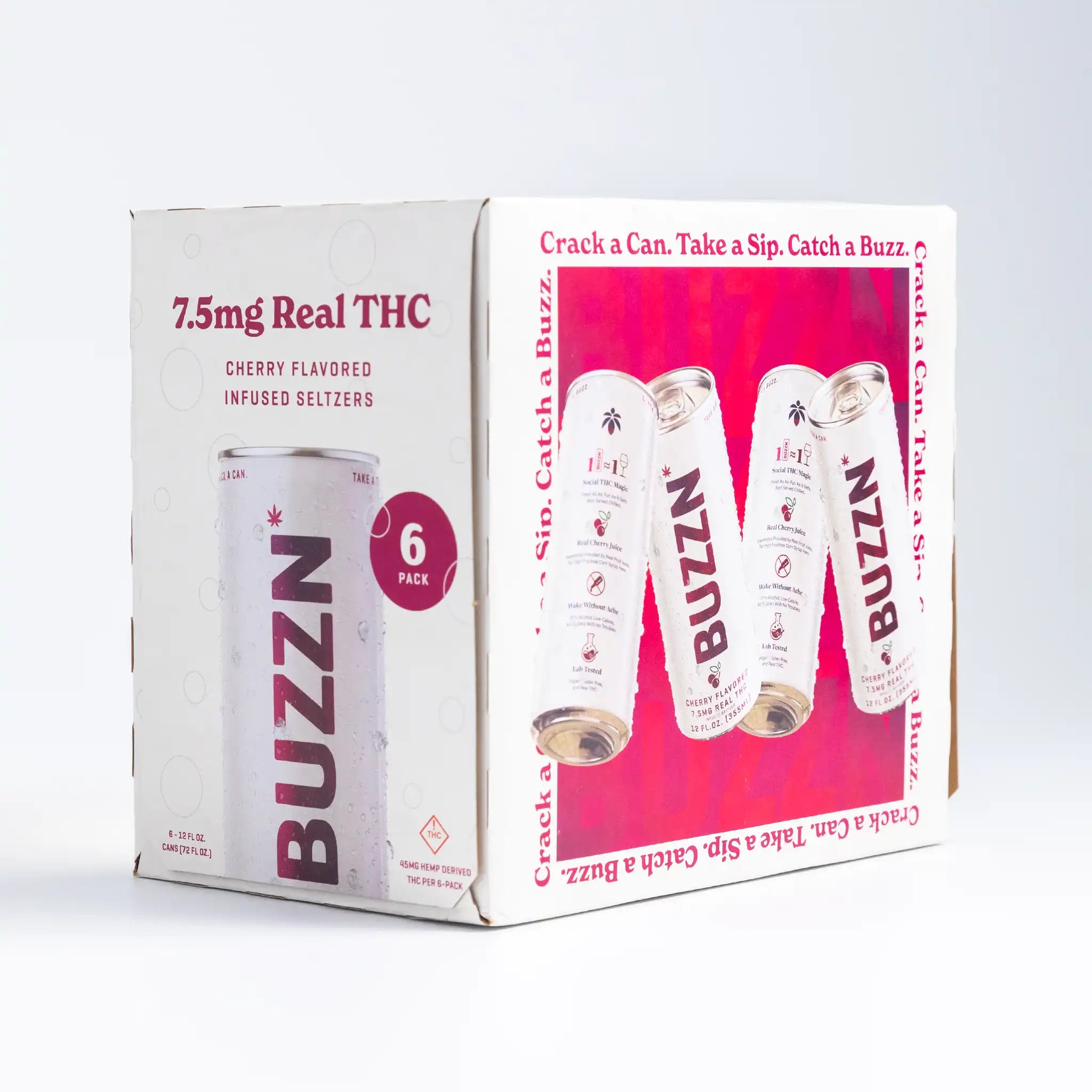 BUZZN infused seltzer cherry 7.5mg thc 6 pack