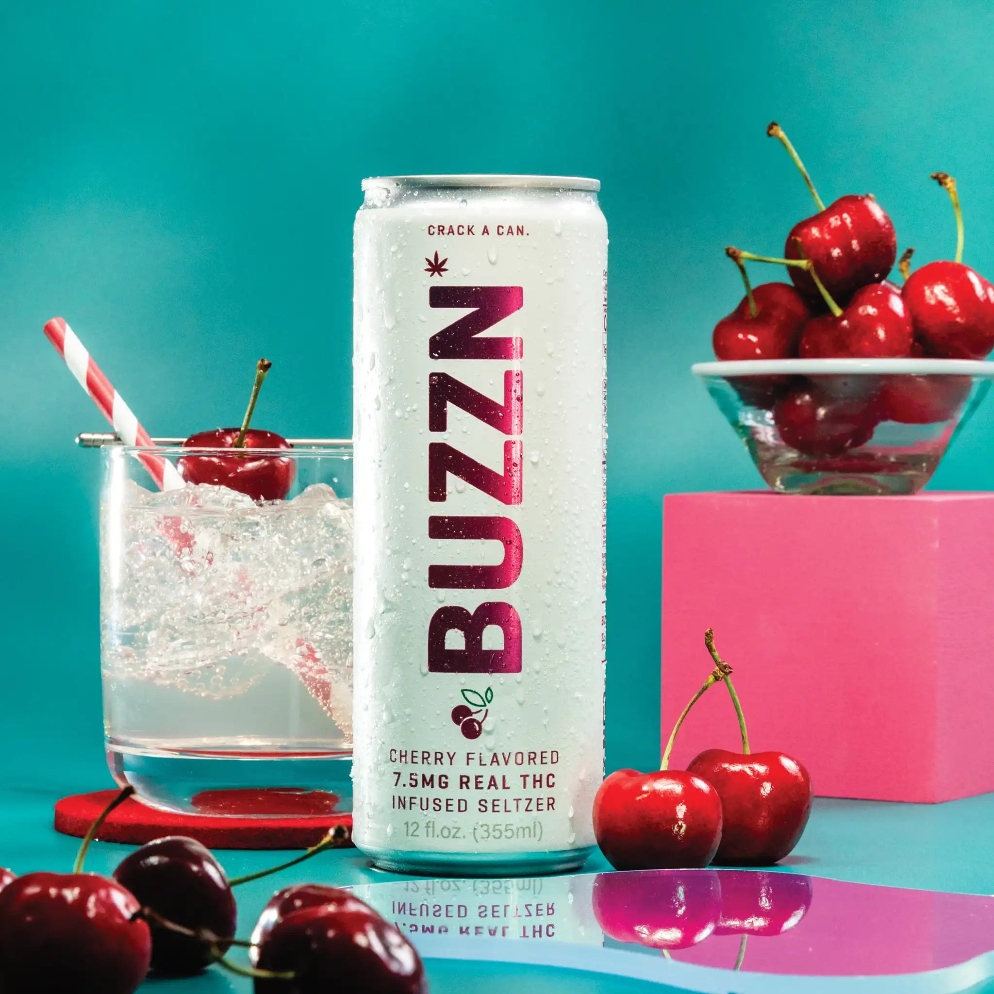 BUZZN infused seltzer cherry 7.5mg thc