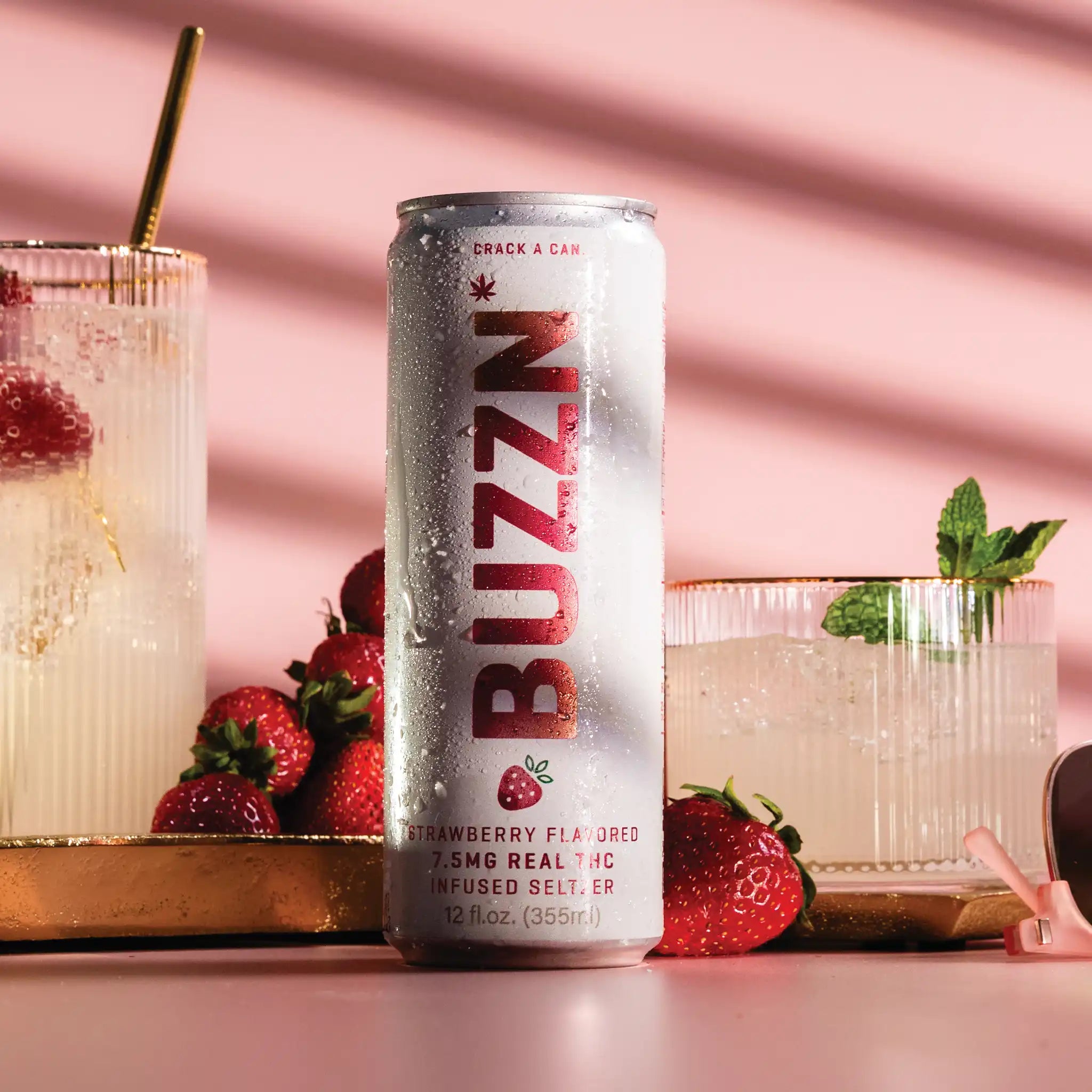 BUZZN Infused Seltzer Strawberry 7.5mg THC